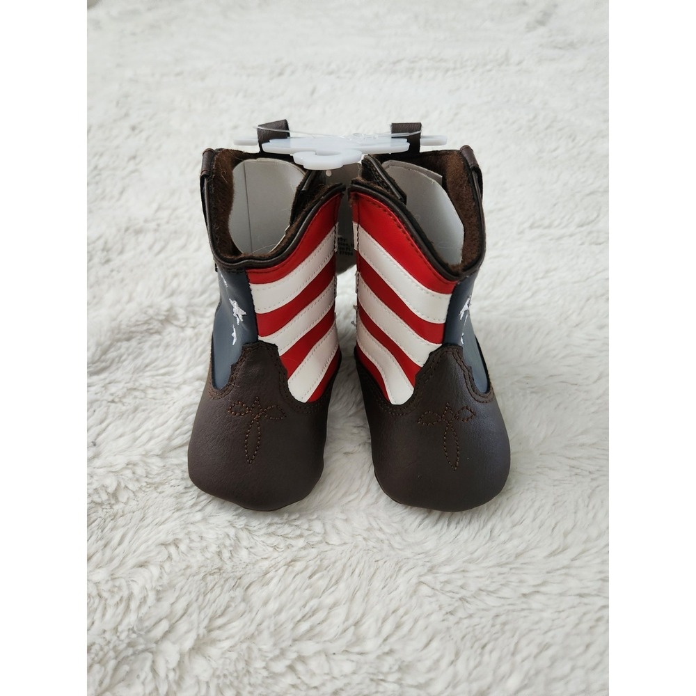 Rising Star Baby Boys Americana Cowboy Boots Size 2 (6-9 Months) Stars & Stripes